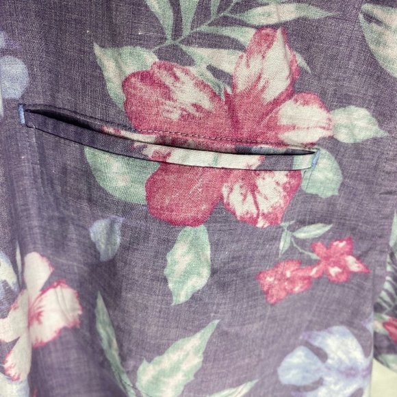 Seven Diamonds Floral Reversed Print Men's Short Sleeve Button Down Size L - Picture 6 of 8